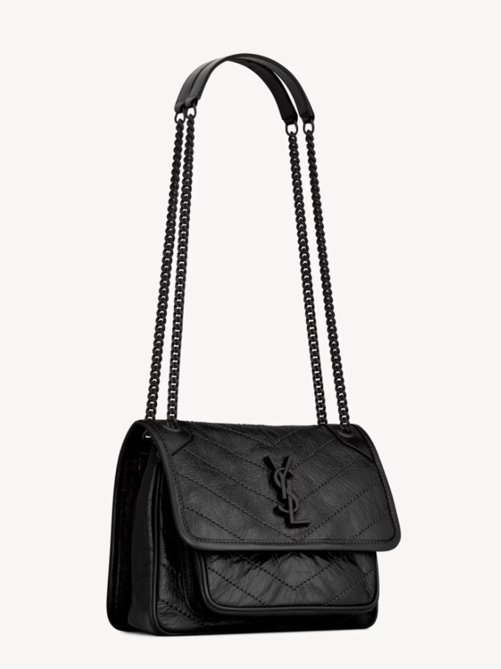 YSL Niki Baby in vintage leather - black